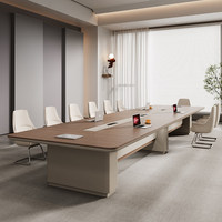 Table de conférence moderne et écologique pour 6 à 16 personnes, finition bois grainé de luxe, table de réunion professionnelle avec gestion des câbles