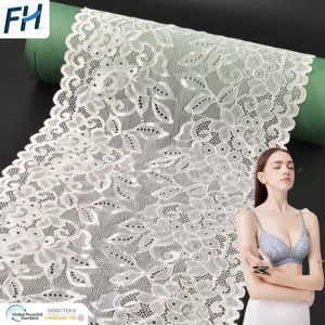 8592#Professional Suppliers Stretch Lace Trim Elastic Lace Fabric for Lingerie Decorative Lace Warp Knitting Customized