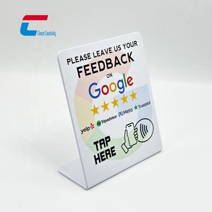 Vendita calda progrommiable NFC Yelp Trustpilot <span class=keywords><strong>Booking</strong></span> Review Tap NFC PVC Stand per ristorante, Hotel, bar - Product Image 1