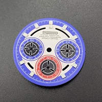 Bagian Modifikasi Baru Dial Jam Tangan Paduan Tembaga Desain Tiga Mata Warna Biru Personal 29.5mm Kompatibel dengan Mesin VK63