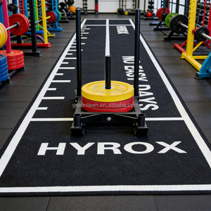 Tapis de sport <span class=keywords><strong>synthétique</strong></span> noir de haute qualité pour fitness, 2m*16.1m, compatible Hyrox Sled Turf, avec logo et graphiques personnalisables - Product Image 3