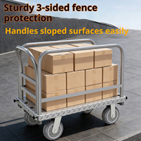 Carretilla de Transporte Industrial Multifuncional Plegable de Acero con Cuatro Ruedas Bloqueables, Ajustable y Resistente