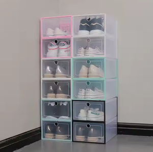 Boîte à chaussures transparente en gros, organisateurs de chaussures épaissis, boîte de rangement en plastique pliable anti-poussière, empilable, styles variés - Product Image 2