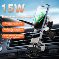 Soporte Magnético Inalámbrico para Coche 3 en 1 Multifuncional de Metal de 15W, Compatible con Ventilación de Aire, para Teléfono, Reloj y Auriculares, el Más Vendido de 2026