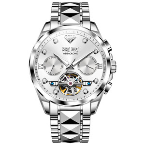 WeiBaolong Men's Automatic <b>Mechanical</b> <b>Watch</b> Gold Stainless Steel Perpetual Calendar 13mm Fold Clasp - Product Image 5