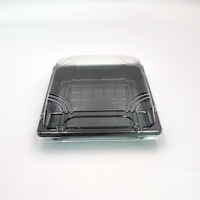 Plateau alimentaire jetable JY-81203, usage commercial, carré, en plastique, pour emballage de sushis, boîte de rangement alimentaire en plastique noir