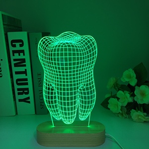 โคมไฟ LED ไม้รูปฟัน3D สีสันสดใสงานศิลปะสำหรับคลินิกทันตกรรมที่สร้างสรรค์สำหรับห้องนอนแสงไล่ระดับสีสำหรับคืนทันตกรรม - Product Image 3