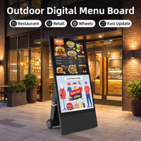 Pantalla LCD Portátil para Menús Digitales en Exteriores, con Ruedas, Animación y Señalización para Restaurantes y Tiendas Minoristas
