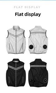 <span class=keywords><strong>Gilet</strong></span> rafraîchissant sans manches avec ventilateur intégré pour <span class=keywords><strong>homme</strong></span>, 100 % polyester, fermeture éclair, bande réfléchissante, tenue de travail climatisée pour l'extérieur - Product Image 2
