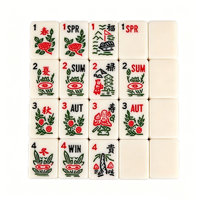 Jeu de tuiles de mahjong américain rose, 166 tuiles en mélamine avec nappe et 4 supports
