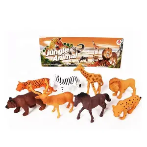 Juego de animales salvajes de plástico para niños, juguete de animales salvajes de plástico con diseño de animales del Zoo, 8 unidades