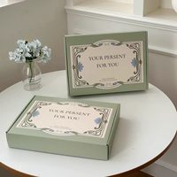 Caja de Cartón Corrugado Plegable con Borde Floral Vintage Verde Claro, Caja de Envío para Cosméticos, Joyería y Regalos