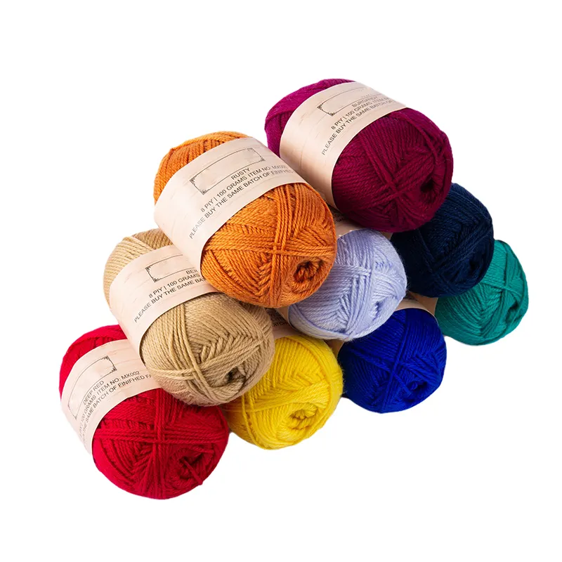 Fil à tricoter à la main de fil de fil de crochet acrylique coloré de ventes directes d'usine