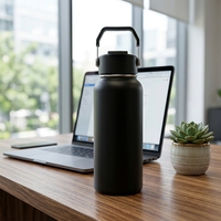 Bouteille d'eau isotherme Jiahe personnalisée avec logo, capacité 32 oz (1000 ml), en acier inoxydable, à large ouverture, double paroi, anti-fuite, pour le camping