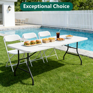 Table pliante d'extérieur blanche avec coussin imperméable pour événements, repas, parcs, hôtels, chambres, cuisines, halls extérieurs - Product Image 5