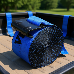 Sangles de fixation bleues pour camions, 4 po x 30 pi, capacité de charge de 6000 lb, pour le contrôle du fret, les remorques, les opérations de sauvetage et la protection des arbres - Product Image 2