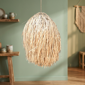 Lampe suspendue en rotin naturel style farmhouse, à intensité variable, pour la maison, le bureau et le bar - Product Image 3