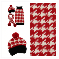 Ensemble de vêtements pour chien chauds pour l'hiver, bonnet et écharpe en tricot pied-de-poule, 3 pièces, pour petits chiens