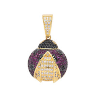 Collier pendentif Coccinelle en gros, serti de zircone cubique, bijoux Hip Hop