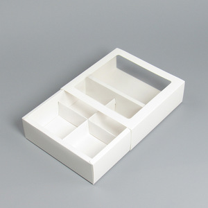 お菓子サンプルボックス <span class=keywords><strong>2</strong></span>/4区画 窓付き仕切り付き ペストリー焼き菓子包装 スイートケーキデザート ベーカリーキャリア - Product Image 5