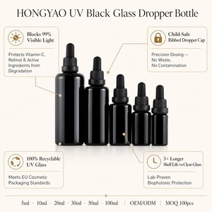 En stock: Botella de vidrio violeta oscuro UV de hombro plano, <span class=keywords><strong>vacía</strong></span>, negra, de 10ml a 100ml, con gotero y bomba para suero/aceite, para el cuidado de la piel. - Product Image 5