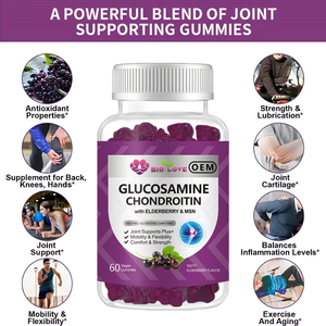 Complément alimentaire en gummies à la glucosamine hydrochlorure et au <span class=keywords><strong>sulfate</strong></span> <span class=keywords><strong>de</strong></span> chondroïtine, avec MSM et sureau, marque privée OEM - Product Image 4