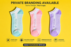 Chaussettes basses de performance pour femmes avec motif rayé et personnalisation du logo - Product Image 3