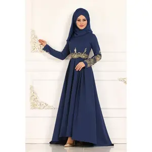 Toptan İngiltere dubai denim abaya tasarım müslüman mütevazı kaftan elbiseler islam giyim kadın