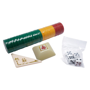 Acrylic Mahjong Tiles 3.9*3.0*2.4 Cm Portable Family <b>Entertainment</b> Game Set With Dice And Chips In Box - Product Image 4