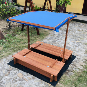 SDSB002 <span class=keywords><strong>Bac</strong></span> <span class=keywords><strong>à</strong></span> <span class=keywords><strong>sable</strong></span> en bois avec <span class=keywords><strong>toit</strong></span> <span class=keywords><strong>à</strong></span> baldaquin et 2 banquettes pliables Équipement de divertissement en plein air pour les enfants d'arrière-cour - Product Image 5