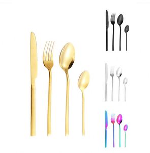 Custom Logo Cutlery <b>Set</b> Gold Cutlery Stainless Steel <b>Set</b> Knife Fork Spoon Silverware Stainless Steel Metal Flatware for Hotel - Product Image 1