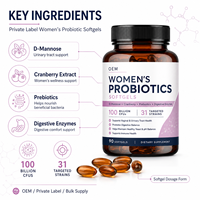 Gélules probiotiques pour femmes avec D-Mannose, prébiotiques et enzymes digestives pour le bien-être quotidien des femmes et le soutien intestinal