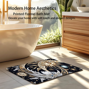 Tapis <span class=keywords><strong>de</strong></span> <span class=keywords><strong>bain</strong></span> Mystic Sun and Moon Face, design céleste or et argent, ultra absorbant, antidérapant, pour la décoration du sol <span class=keywords><strong>de</strong></span> la salle <span class=keywords><strong>de</strong></span> <span class=keywords><strong>bain</strong></span> - Product Image 3