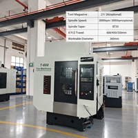 Centre d'usinage CNC vertical 5 axes T600, broche BT30, entraînement direct A/C, table à trunnion, fraiseuse CNC