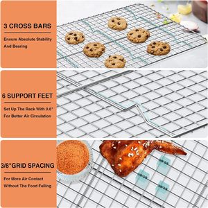 Great Quality 400x600mm Stainless Steel Food Fruit Vegetables Drying <strong>Baking</strong> Tray Wire Bakery Cooling <strong>Rack</strong> - Product Image 6