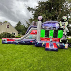 Château gonflable à thème Halloween avec toboggan, combo <span class=keywords><strong>pour</strong></span> enfants, château de saut avec toboggan aquatique/sèche, location de terrain de jeux extérieur - Product Image 2