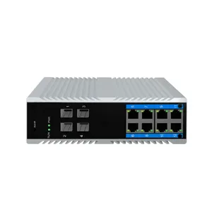 Industrial Layer 2 + management Gigabit switch, 8 RJ45 PoE+ ports, 4 SFP port slots for smart city