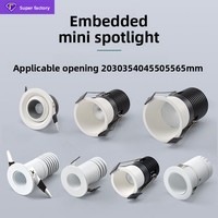 Mini spot encastré LED, lumière de plafond ciel étoilé, COB anti-éblouissement, bord étroit, 3W, trou de vis