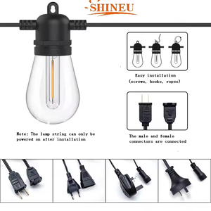 S14 15m 휴일 조명 에디슨 전구 Led 문자열 빛 파티오 야외 방수 PVC 케이블 장식 Led 꽃줄 빛 - Product Image 5