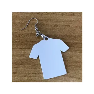 Phổ Biến Bán Double Side In Ấn T-Shirt Thăng Hoa Kim Loại Bông Tai Với Hooks Tùy Chỉnh Thăng Hoa In Ấn Gloss Trắng Trống