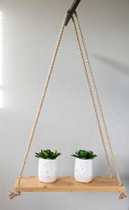 <span class=keywords><strong>Étagère</strong></span> murale flottante moderne en bambou avec <span class=keywords><strong>corde</strong></span>, <span class=keywords><strong>étagère</strong></span> de rangement en bambou - Product Image 6