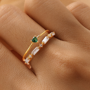 Anillo Abierto Ajustable CANNER al por Mayor, Creativo, de Plata de Ley S925, con Zirconia Colorida en Forma de Hoja, Flor y Corazón, Chapado en Oro de 18K, para Mujeres y Niñas - Product Image 6