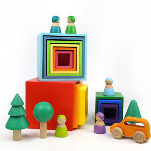 Alta calidad creativa arco iris de madera de rectangular de la serie bloques de construcción de venta directa de fábrica educati - Product Image 5