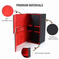 Boîte de rangement pliable en cuir PU de qualité supérieure, design carré classique, pour plus de 200 jeux de cartes, impression en relief personnalisée