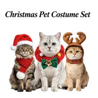 Cape de Noël pour animaux de compagnie, écharpe tricotée de Noël, collier de Noël réglable, écharpe chaude en tricot pour chat, chaton, petit chiot, chien