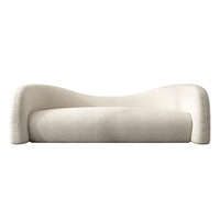 Canapé incurvé trois places Qiyu en laine d'agneau, style moderne et minimaliste, avec éponge haute densité, idéal pour salon, magasin de vêtements, salon de beauté