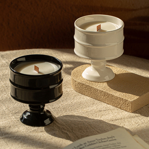 Bougie d'aromathérapie artisanale en cire <span class=keywords><strong>de</strong></span> soja, dans un pot en céramique à <span class=keywords><strong>pied</strong></span> haut, au design moderne, longue durée, pour la maison et la chambre, idéale pour les fêtes <span class=keywords><strong>de</strong></span> Diwali - Product Image 4