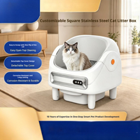 Bac à litière semi-fermé auto-nettoyant pour chat, commande à un bouton, bac à déchets amovible, facile à nettoyer, toilettes pour chat domestique