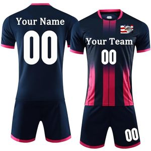 Ensemble de maillots de football rouge personnalisé pour hommes, uniforme d'équipe à manches courtes, kit de football en polyester sublimé à séchage rapide avec numéro et nom - Product Image 4