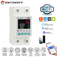 SMTONOFF Compteur d'énergie prépayé avec écran LCD couleur amélioré, contrôle via application Tuya WiFi, protection contre les surintensités à réinitialisation automatique, interrupteur temporisé 63A